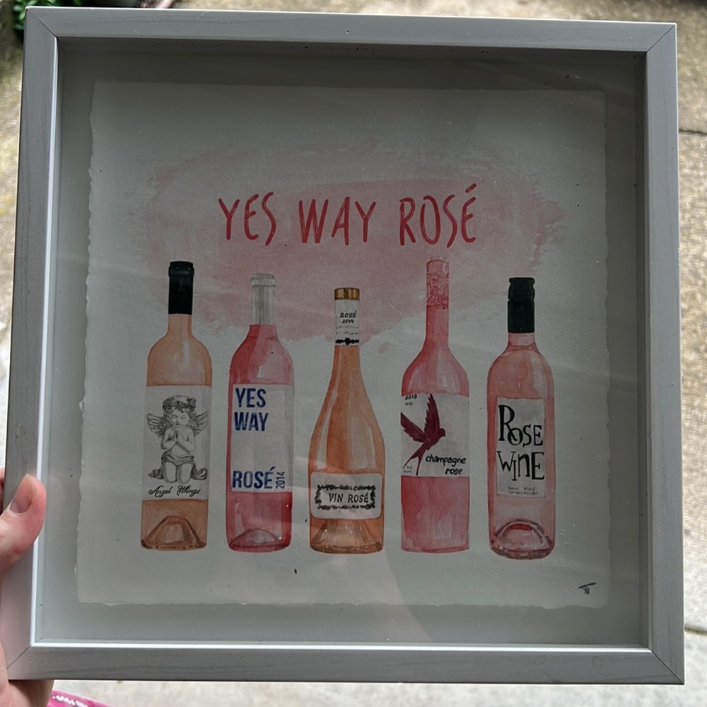 White frame “no way rose” wall decor